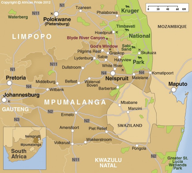 map of mpumalanga tourist attractions